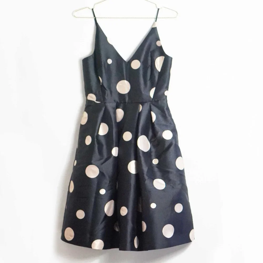 1901 Black Gold Polka Dot Fit & Flare Party Dress - Picture 2 of 6